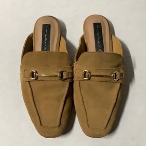 Tan Suede Slip On Flats Mules